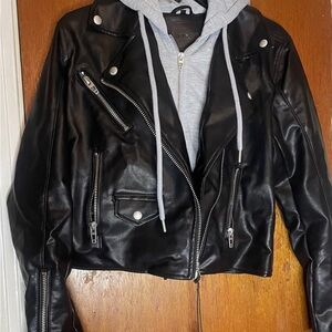 Blank NYC Black Leather Moto Jacket Asymmetrical Zipper